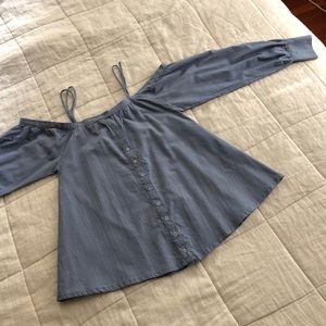 Nicholas K Stacia Deconstructed Off-Shoulder Blouse Sz S Light Blue